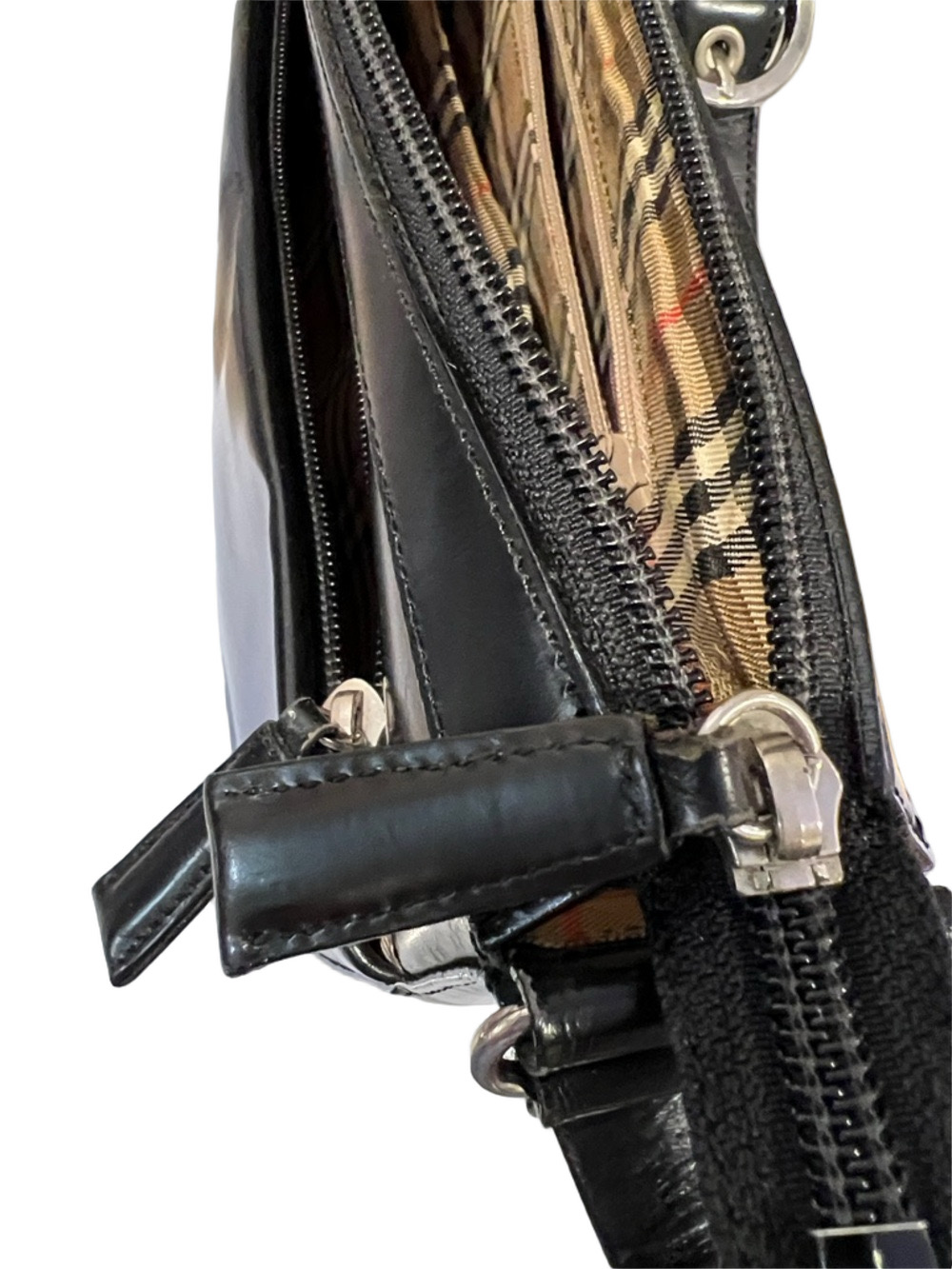 Burberry Black Leather Novacheck Plaid Shoulder Bag with COA - Picture 14 of 17